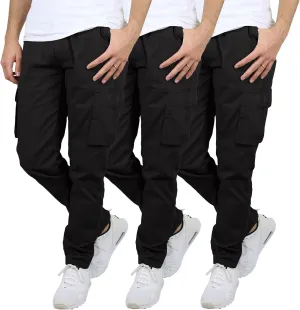 Galaxy by Harvic 3-Pack Men's Super Stretch Slim Fitting Chino Pants (Sizes, 30-42)