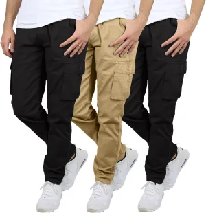 Galaxy by Harvic 3-Pack Men's Super Stretch Slim Fitting Chino Pants (Sizes, 30-42)