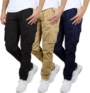 Galaxy by Harvic 3-Pack Men's Super Stretch Slim Fitting Chino Pants (Sizes, 30-42)