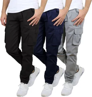 Galaxy by Harvic 3-Pack Men's Super Stretch Slim Fitting Chino Pants (Sizes, 30-42)