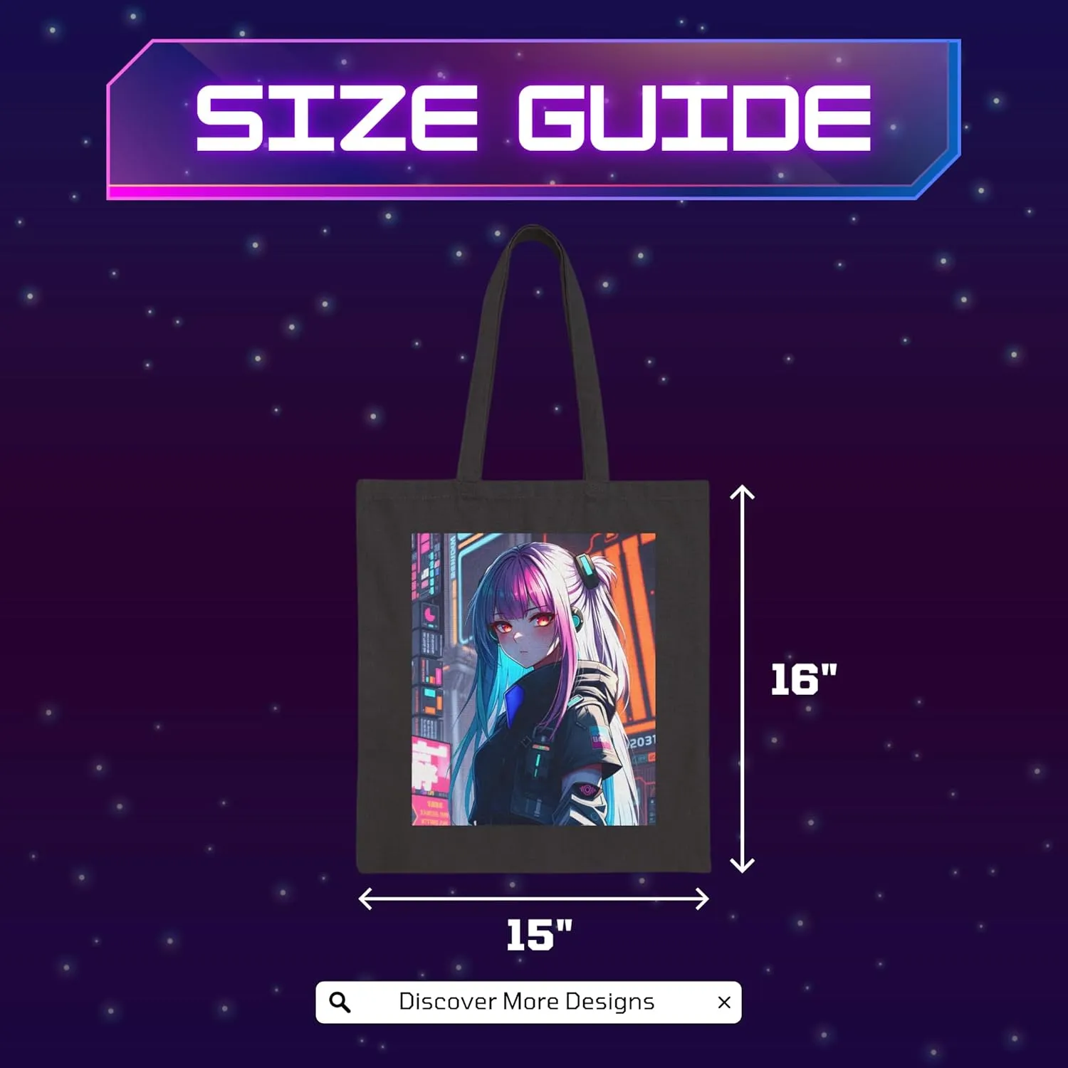 Gaming Anime Tote Bag - Cotton Canvas Tote Bag - Pink Blue Haired Girl - Shopping Bag - Anime Lover Gift - Canvas Bag - Bag