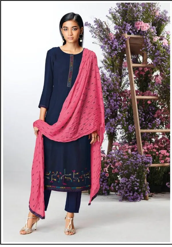 Ganga Launched Kefi Wool Dobby Embroidery Work Stylish Designer Salwar Kameez