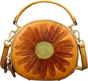 Genuine Leather Embossing Handbags for Women Vintage Cross-body Shoulder Purse Top Handle Retro Satchel Bags