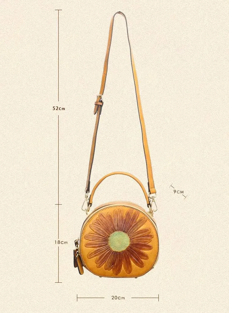 Genuine Leather Embossing Handbags for Women Vintage Cross-body Shoulder Purse Top Handle Retro Satchel Bags