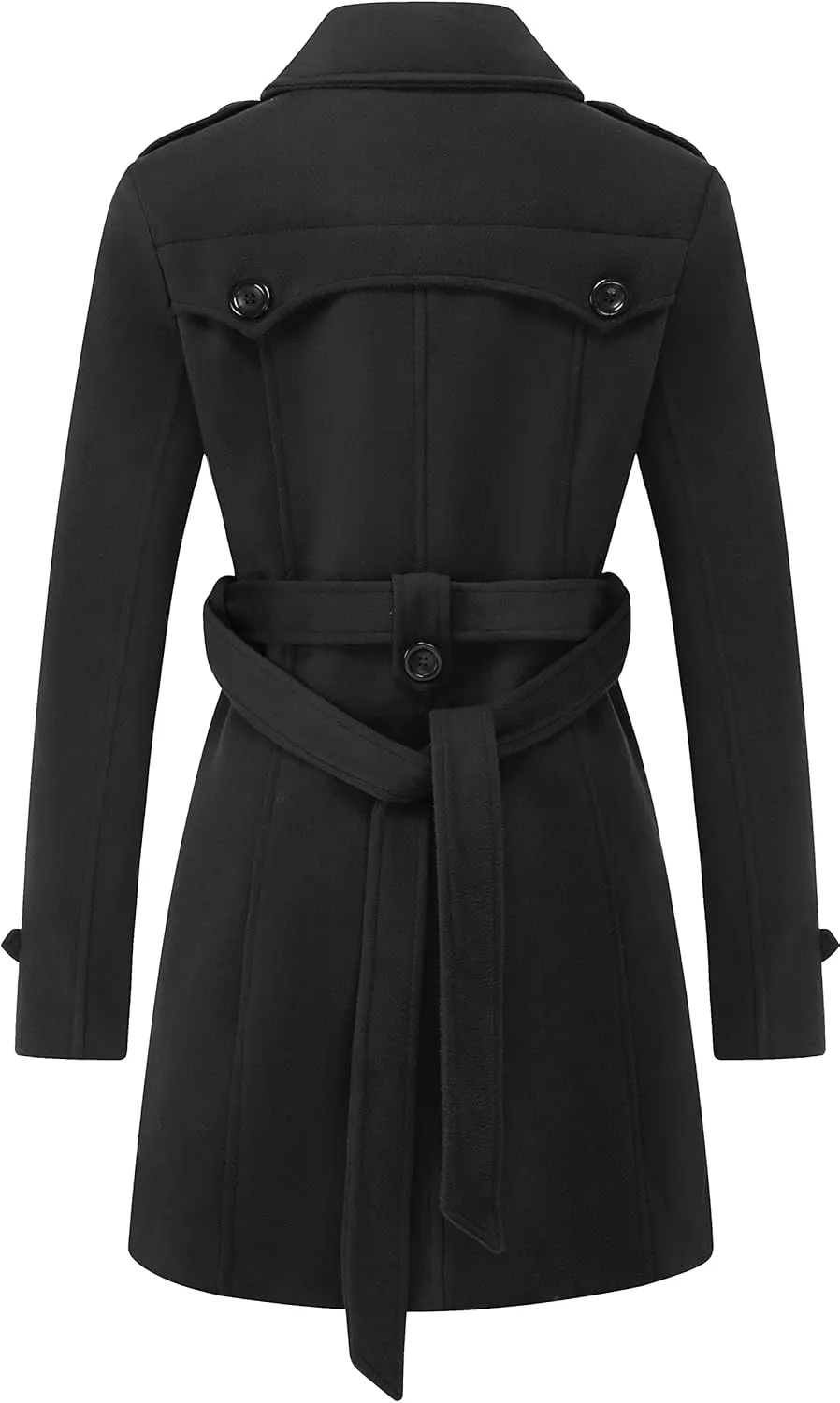 GGleaf Women's Classic Double Breasted Pea Coat Winter Mid-Long Slim Trench Coat with Belt