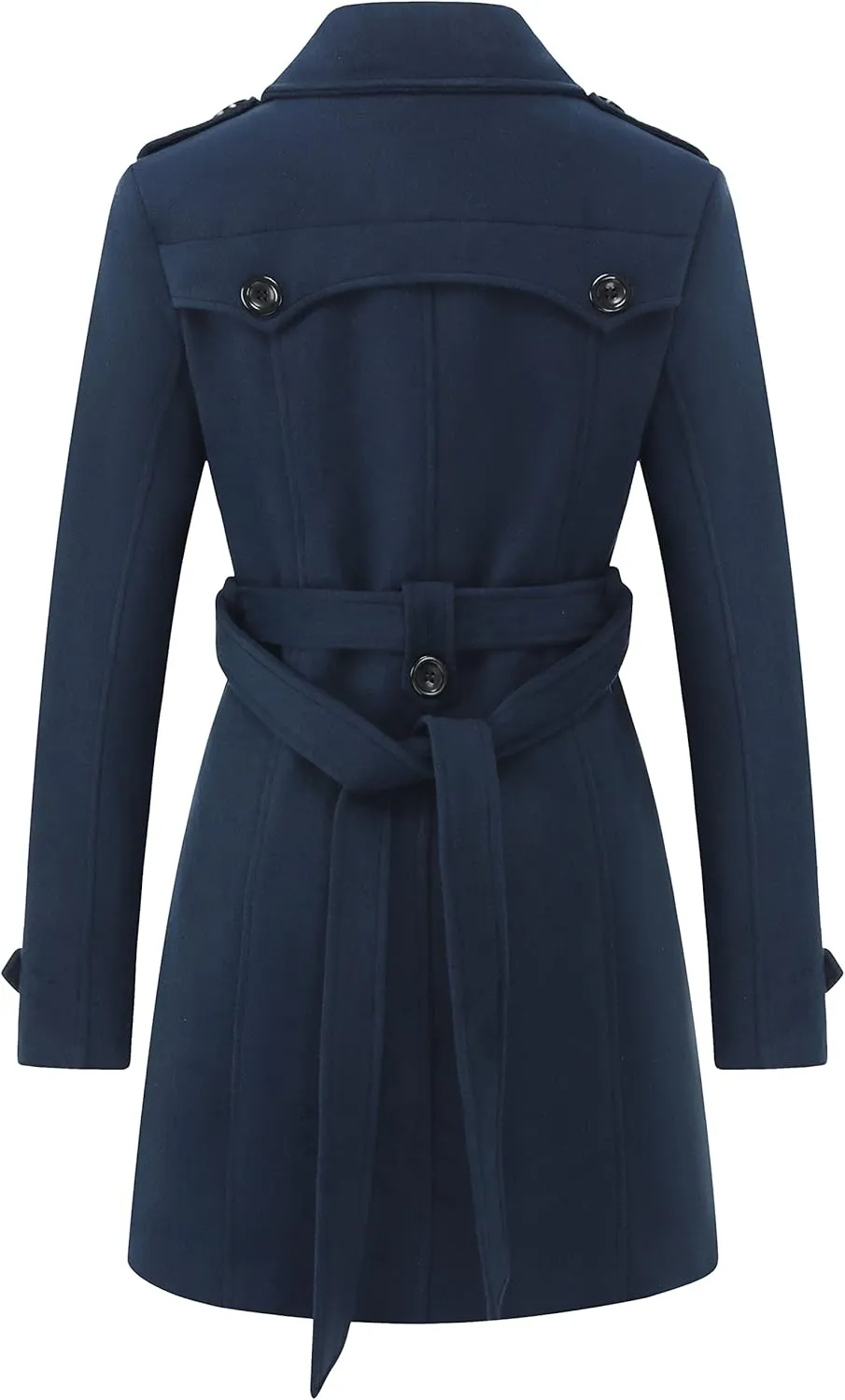 GGleaf Women's Classic Double Breasted Pea Coat Winter Mid-Long Slim Trench Coat with Belt