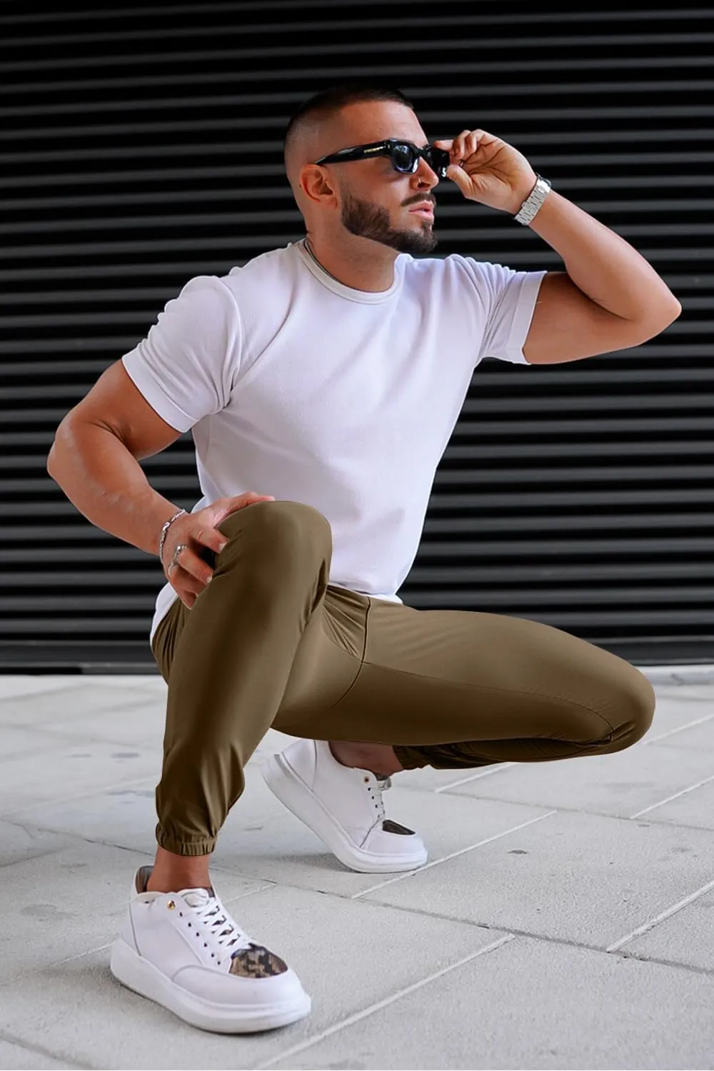 GINGTTO Men's 4-Way Stretch Slim Tapered Fit Golf Joggers - 28" Inseam Nylon