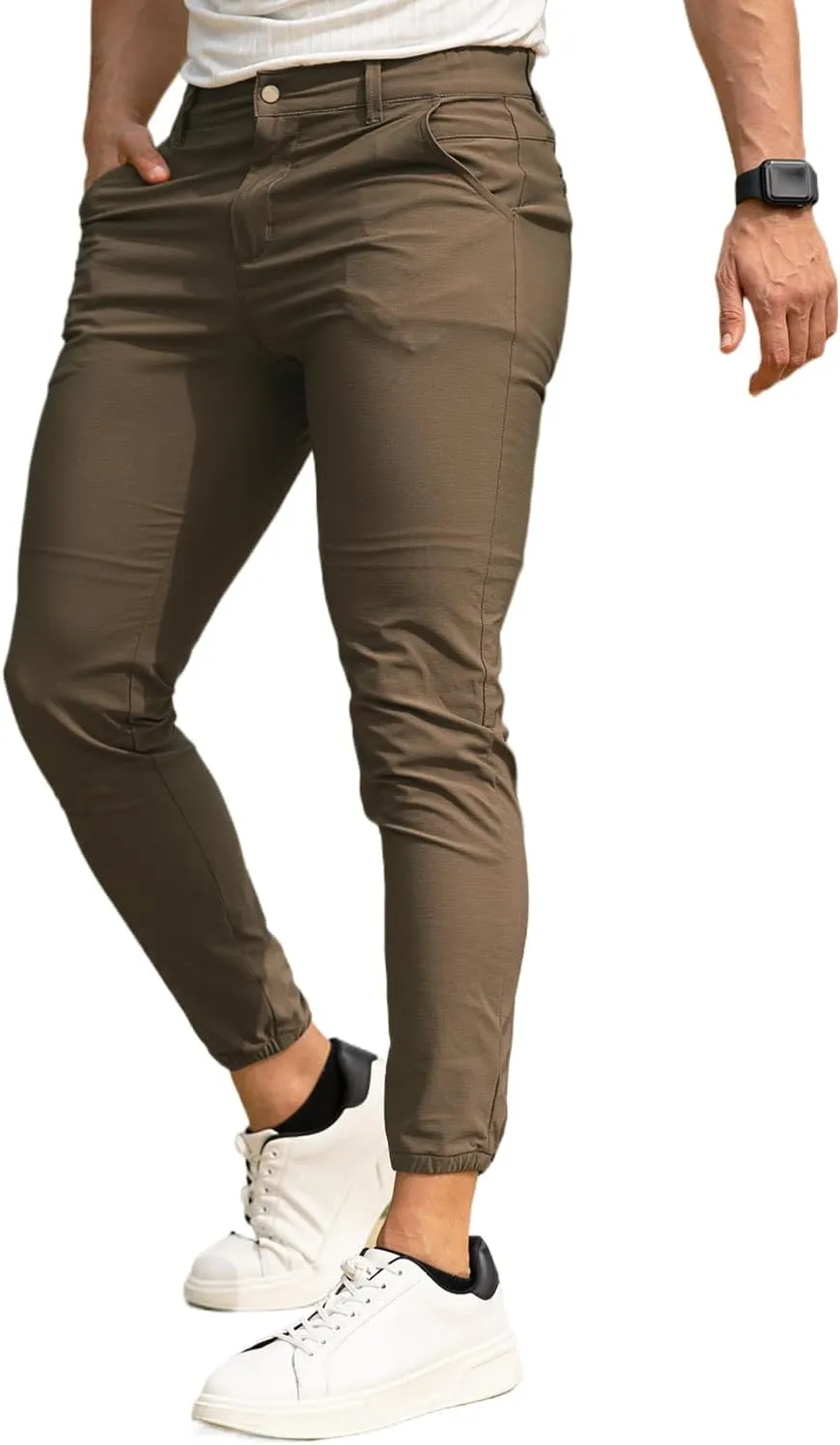 GINGTTO Men's 4-Way Stretch Slim Tapered Fit Golf Joggers - 28" Inseam Nylon