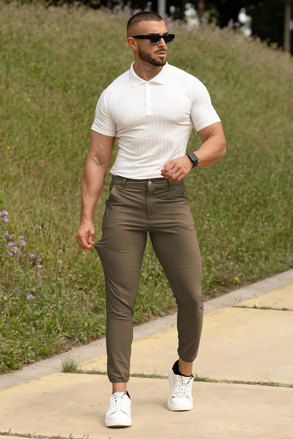 GINGTTO Men's 4-Way Stretch Slim Tapered Fit Golf Joggers - 28" Inseam Nylon