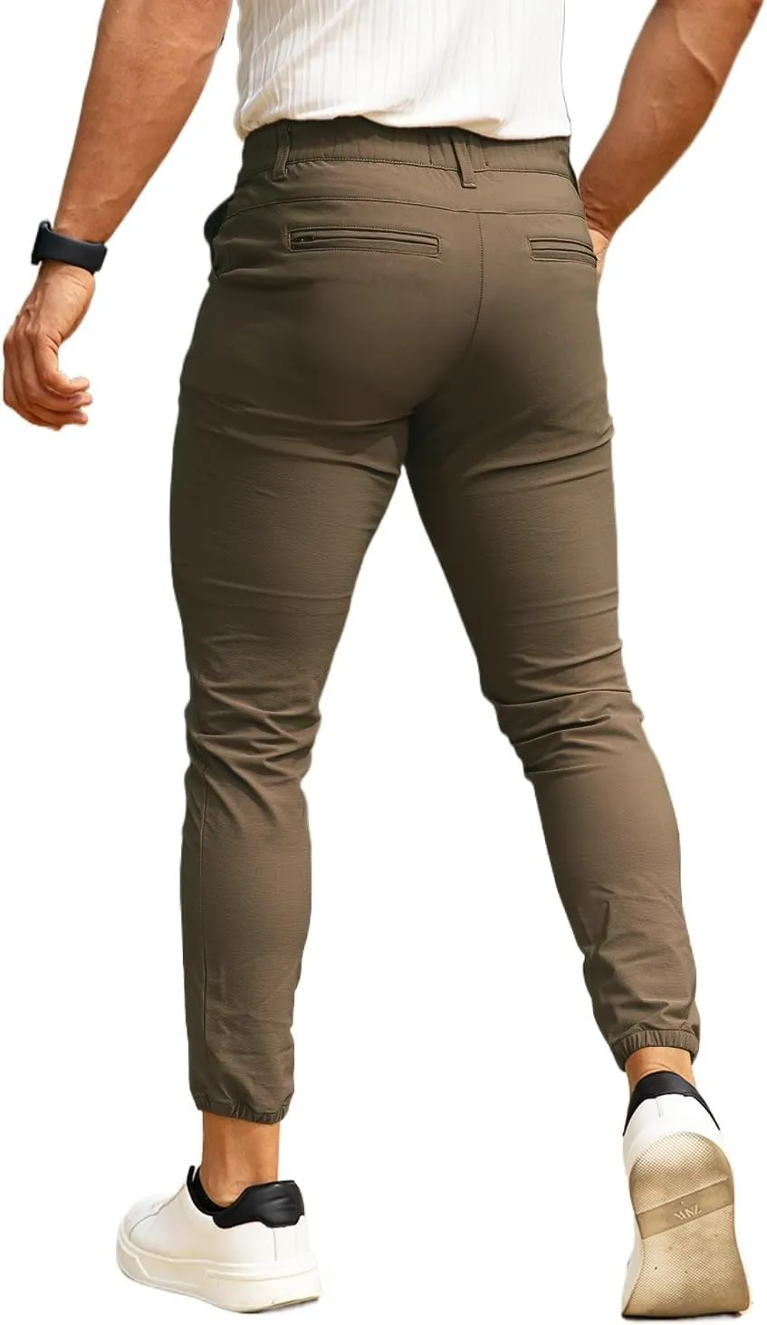 GINGTTO Men's 4-Way Stretch Slim Tapered Fit Golf Joggers - 28" Inseam Nylon