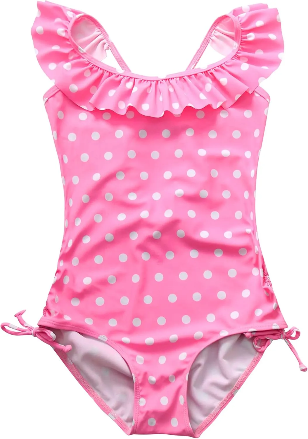 Girls Kids Bathing Suits Polka Dot Simplified/Long Sleeve Daisy Beach Sport 1-Piece Swimsuit(FBA)