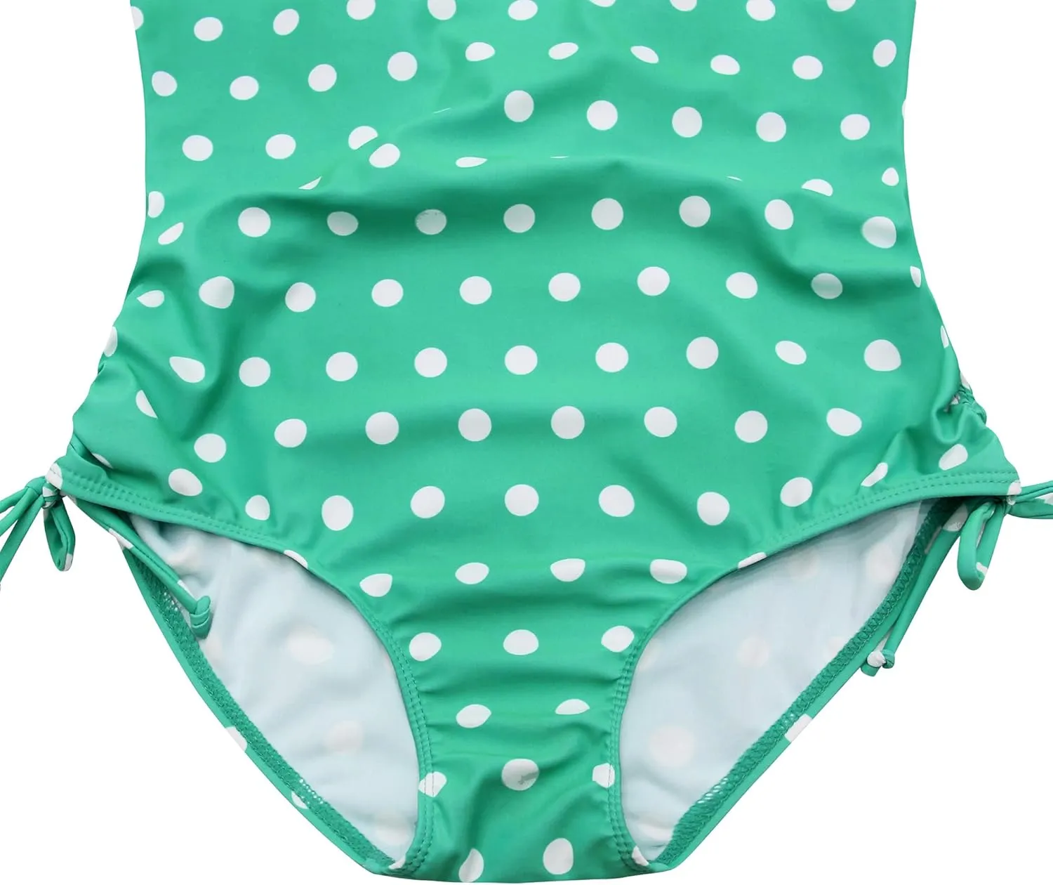 Girls Kids Bathing Suits Polka Dot Simplified/Long Sleeve Daisy Beach Sport 1-Piece Swimsuit(FBA)