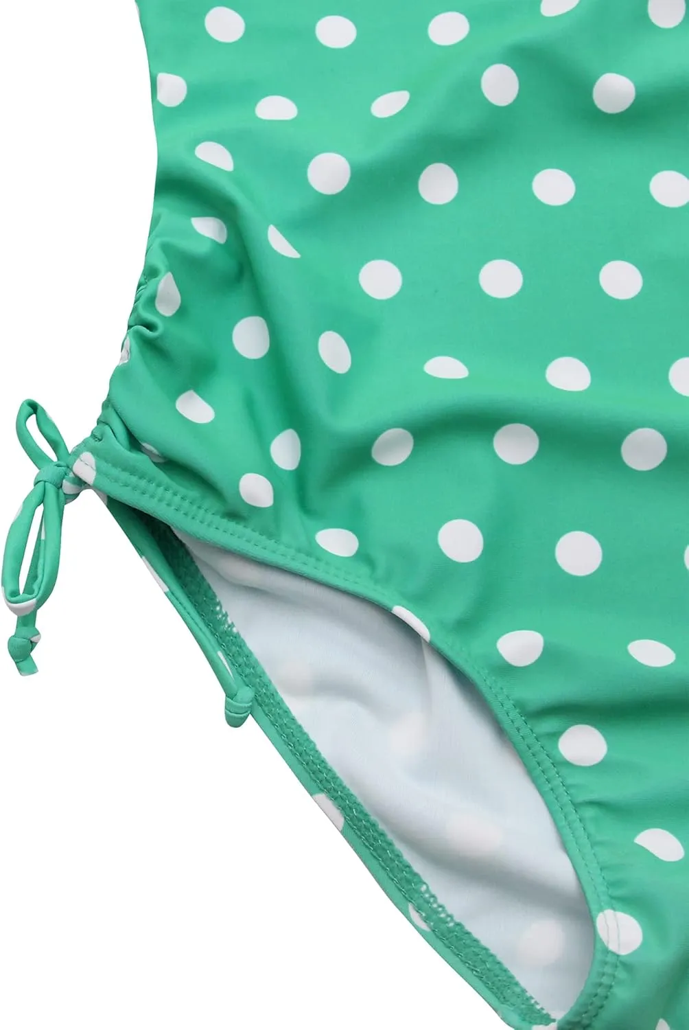 Girls Kids Bathing Suits Polka Dot Simplified/Long Sleeve Daisy Beach Sport 1-Piece Swimsuit(FBA)