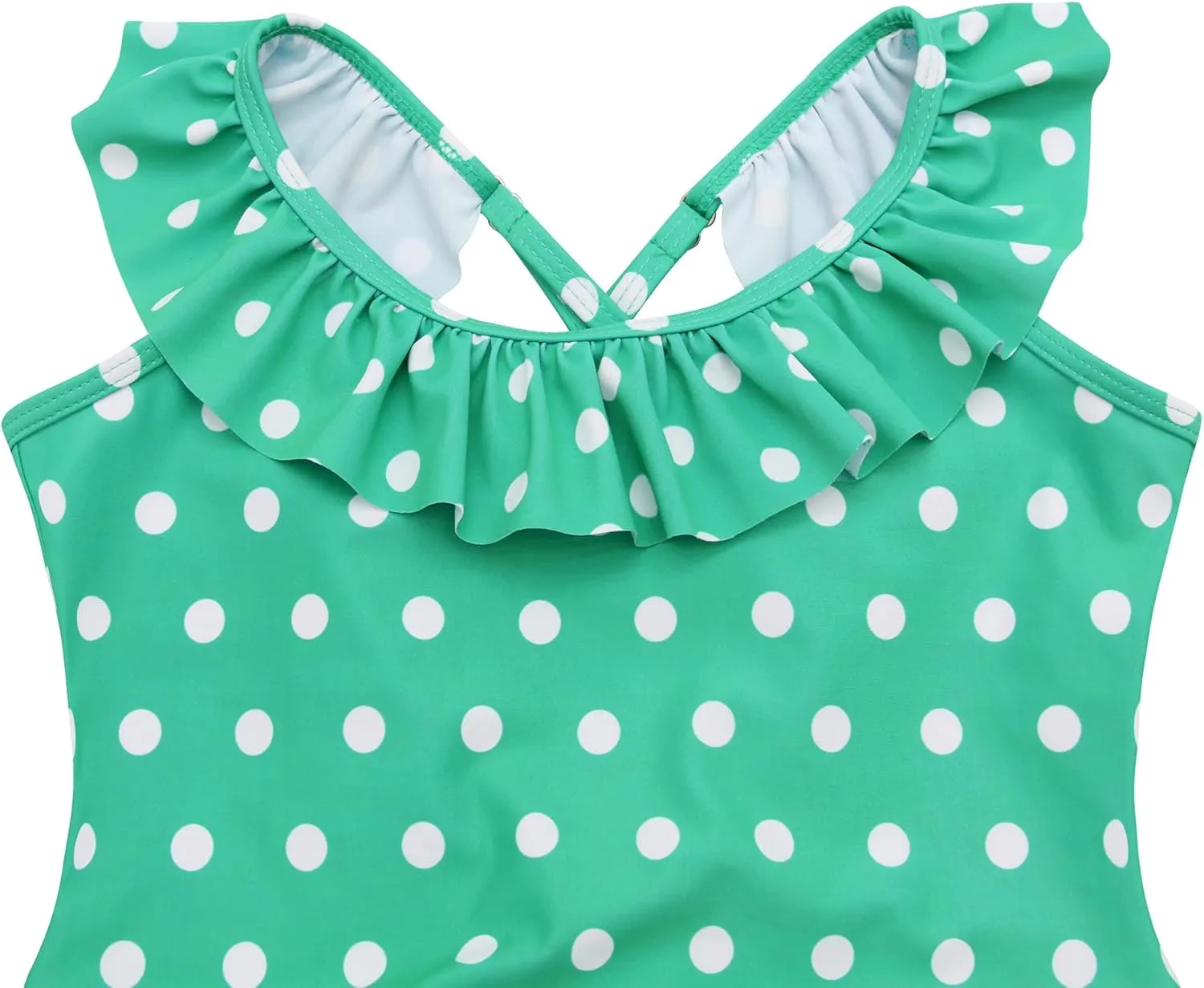 Girls Kids Bathing Suits Polka Dot Simplified/Long Sleeve Daisy Beach Sport 1-Piece Swimsuit(FBA)