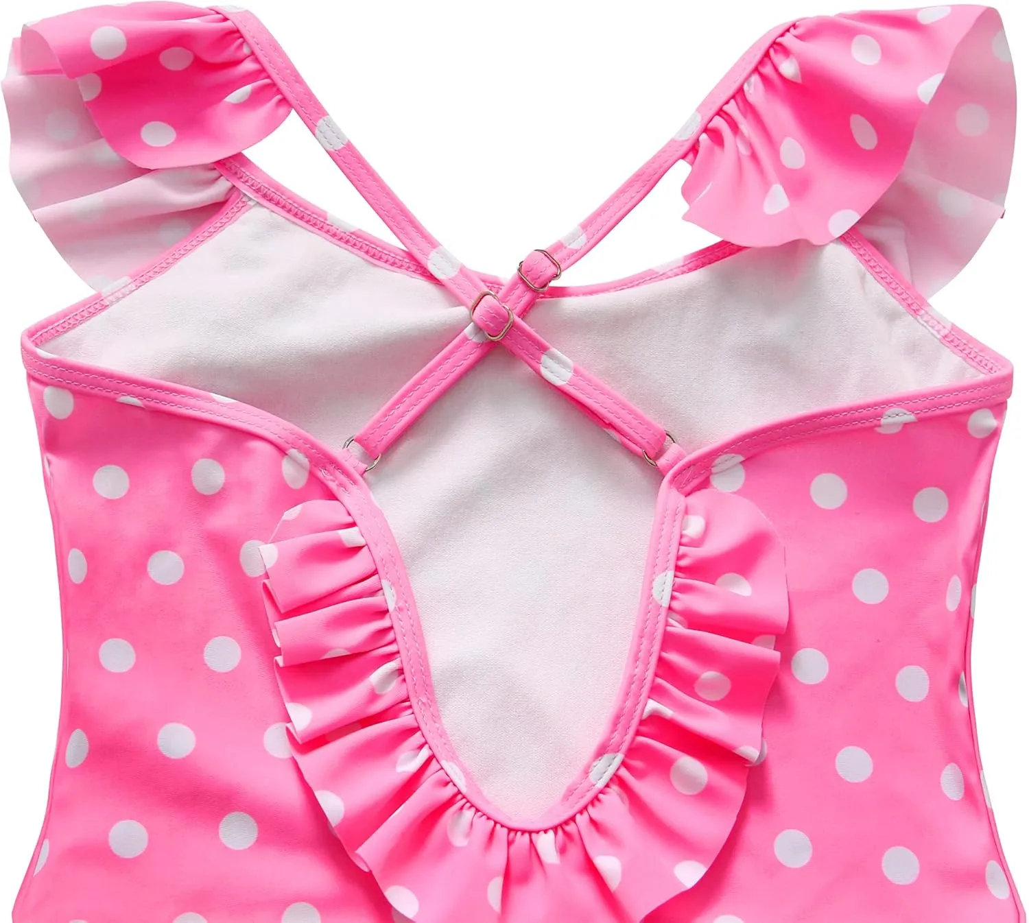 Girls Kids Bathing Suits Polka Dot Simplified/Long Sleeve Daisy Beach Sport 1-Piece Swimsuit(FBA)