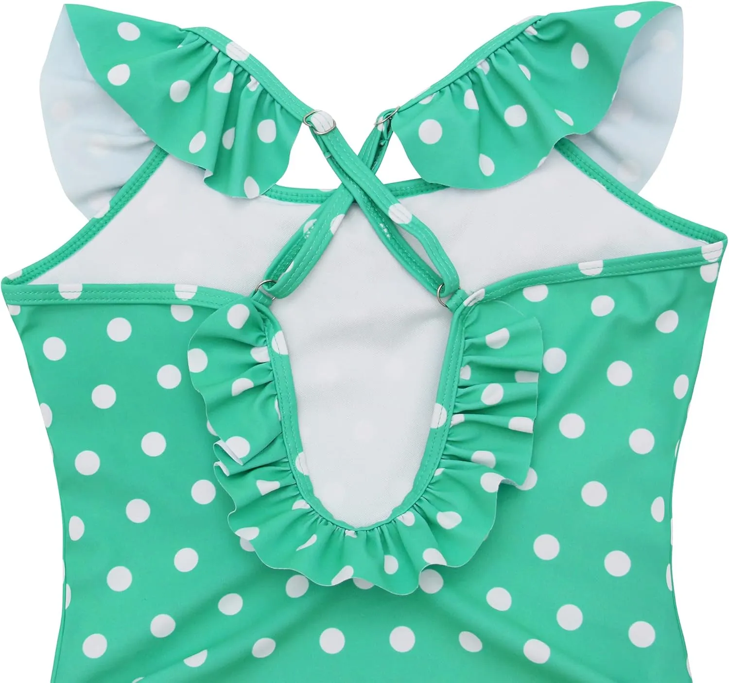 Girls Kids Bathing Suits Polka Dot Simplified/Long Sleeve Daisy Beach Sport 1-Piece Swimsuit(FBA)
