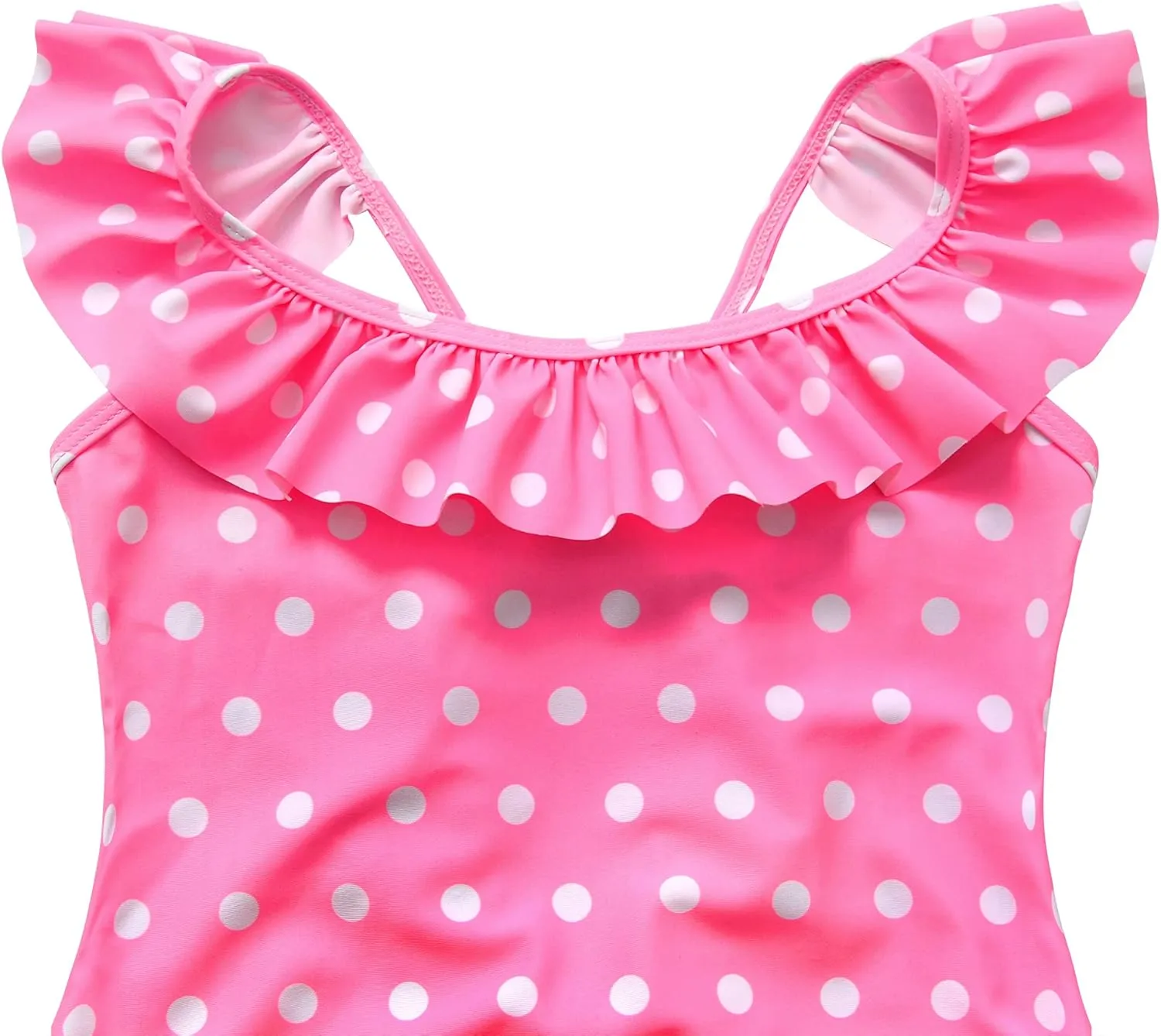 Girls Kids Bathing Suits Polka Dot Simplified/Long Sleeve Daisy Beach Sport 1-Piece Swimsuit(FBA)