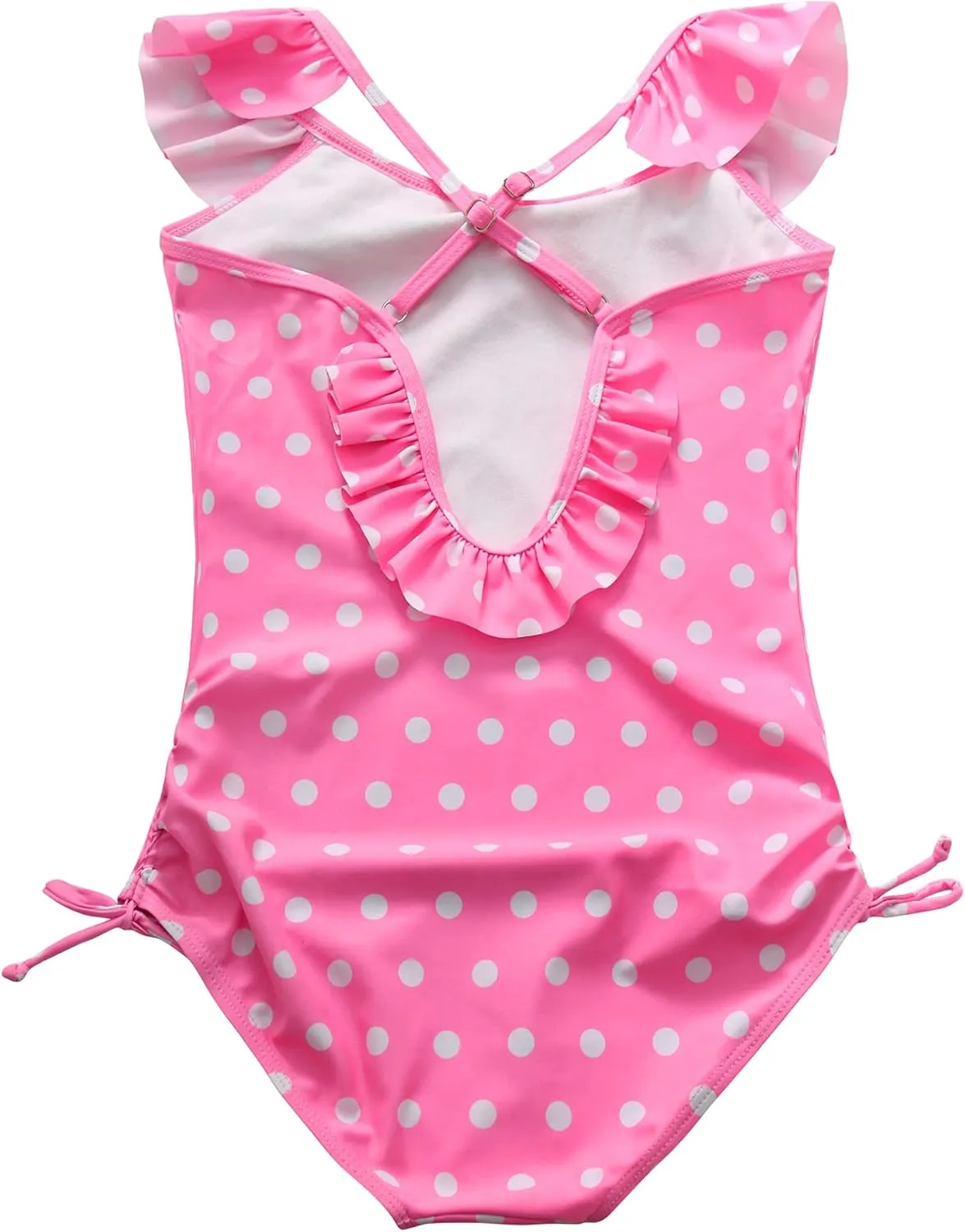 Girls Kids Bathing Suits Polka Dot Simplified/Long Sleeve Daisy Beach Sport 1-Piece Swimsuit(FBA)