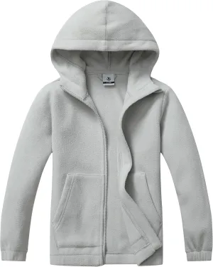 Girls Soft Brushed Fleece Full-Zip Sport Hooded Sweatshirts Kids Lightweight Outwear Jacket