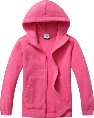 Girls Soft Brushed Fleece Full-Zip Sport Hooded Sweatshirts Kids Lightweight Outwear Jacket