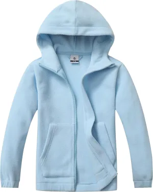 Girls Soft Brushed Fleece Full-Zip Sport Hooded Sweatshirts Kids Lightweight Outwear Jacket