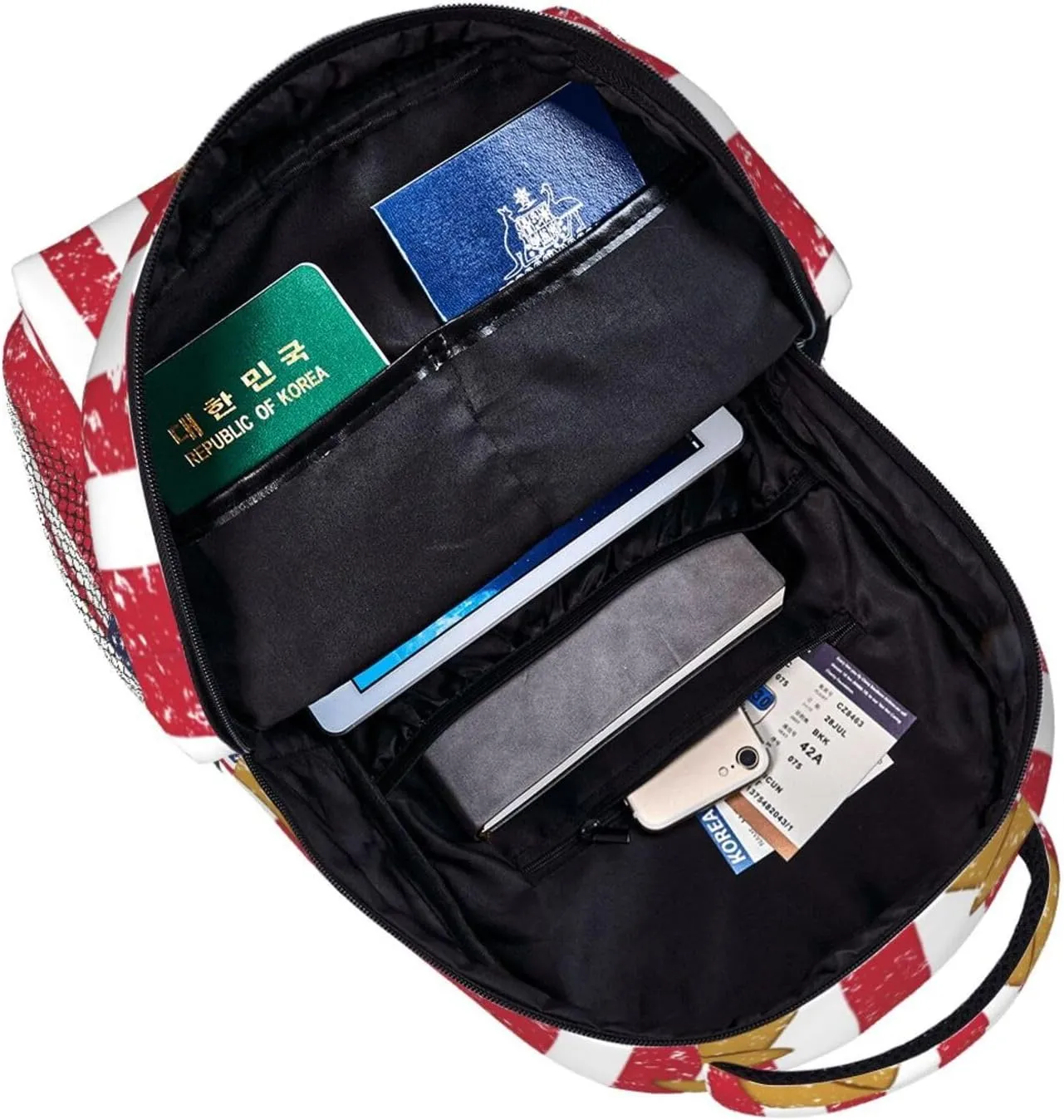 Golden Spike Railroad Spike American Flag Backpack Casual Pack Bag Laptop Backpack With Side Pocket Front Zipper Pocket Bookpack Travel Daypack Picnic Rucksack