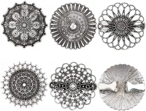 GORGECRAFT 5 Styles Round Vintage Cardigan Clips Dress Cinch Clips Set Flower Retro Brooch Sweater Shawl Collar Clasps Badges Waist Tightening Brooch for Scarf Cape Cloak Women Wearing Antique Silver
