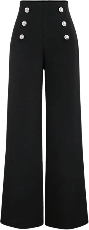 GORGLITTER Women's High Waist Dress Pants Button Up Wide Leg Long Pants
