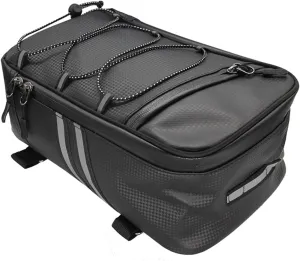GOTOTOP Bike Rear Pannier Bag, 9L PU Leather Trunk Cycling Back Seat Cargo Carrier Storage Pouch with Reflective Straps and Adjustable Cord Backseat Storage Luggage