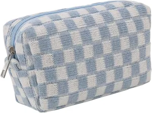 Grid Makeup Organizer Bag Checkered Cosmetic Pouch Pencil Case Travel Toiletry Bag Brush Storage Bag Knit Makeup Bag