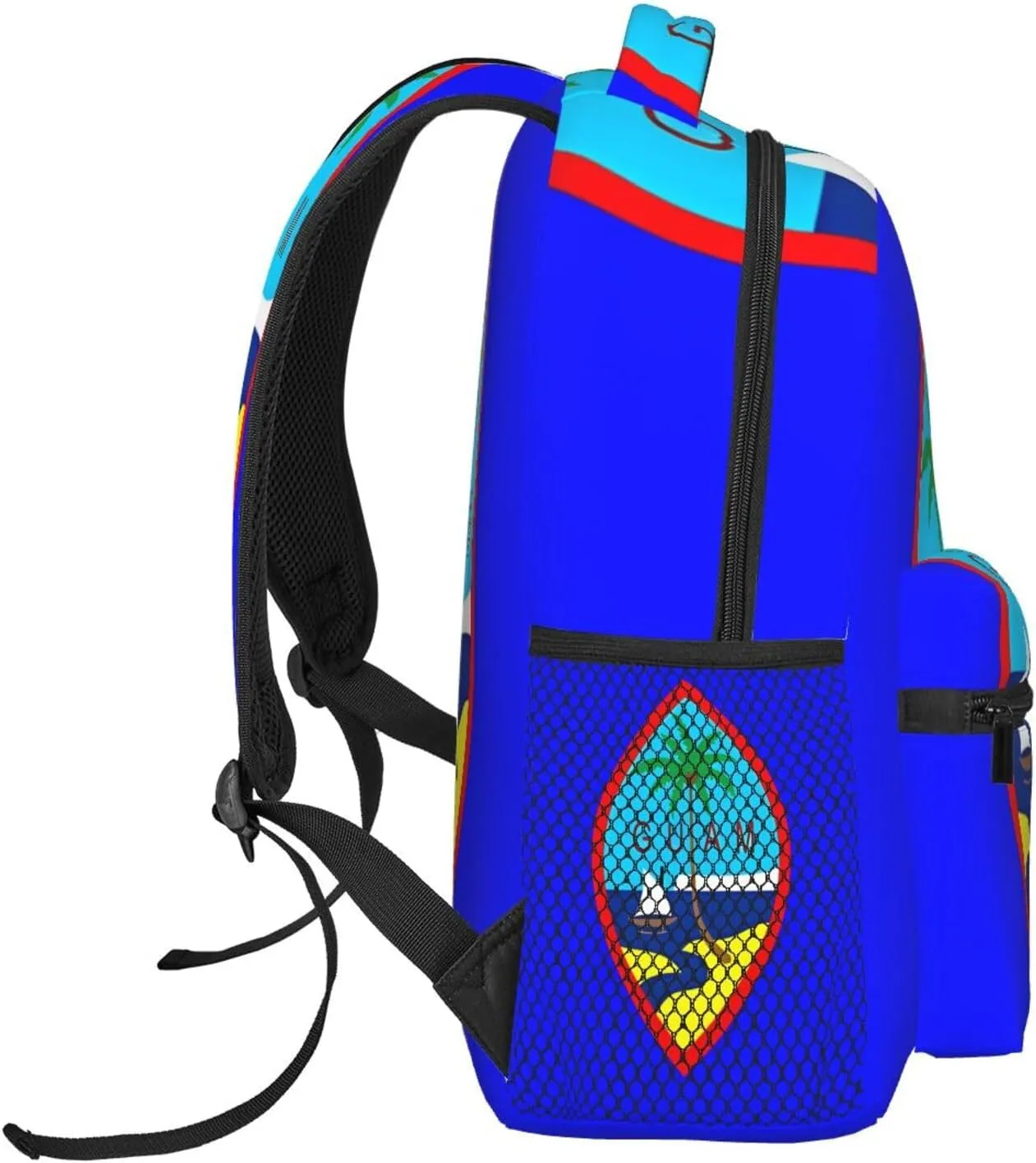 Guam Flag Backpack Casual Pack Bag Laptop Backpack With Side Pocket Front Zipper Pocket Bookpack Travel Daypack Picnic Rucksack