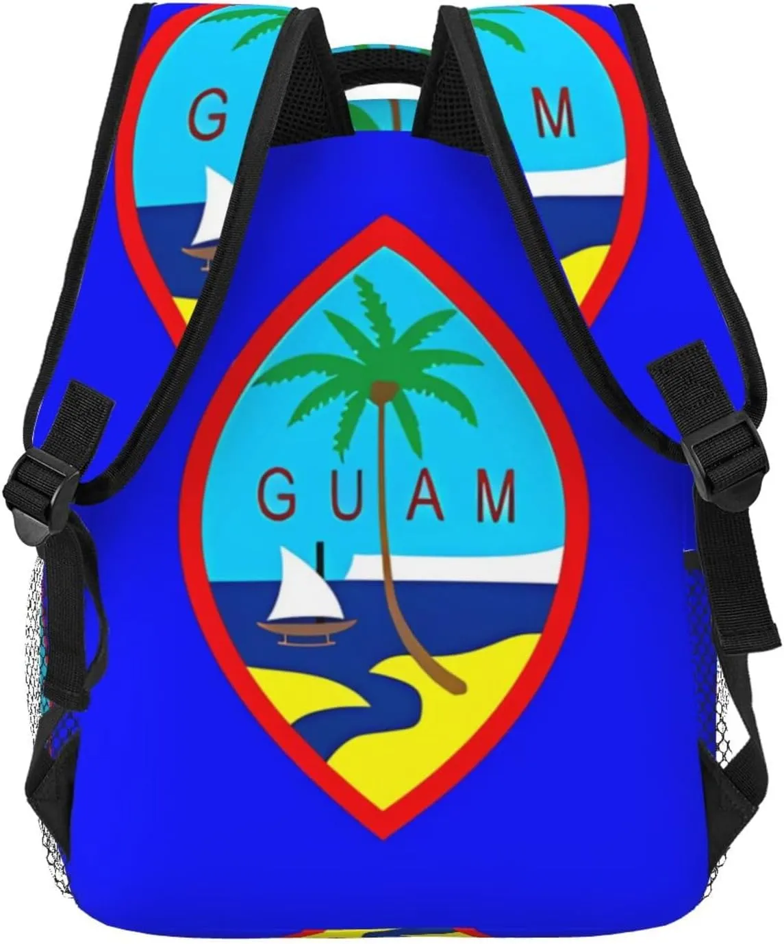 Guam Flag Backpack Casual Pack Bag Laptop Backpack With Side Pocket Front Zipper Pocket Bookpack Travel Daypack Picnic Rucksack