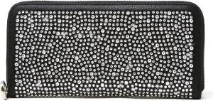 HANDBAG EXPRESS Rhinestone Bling Small Accordion Wallet Vegan Leather for Women for Cash Coin (7343-BK (Bling Black))