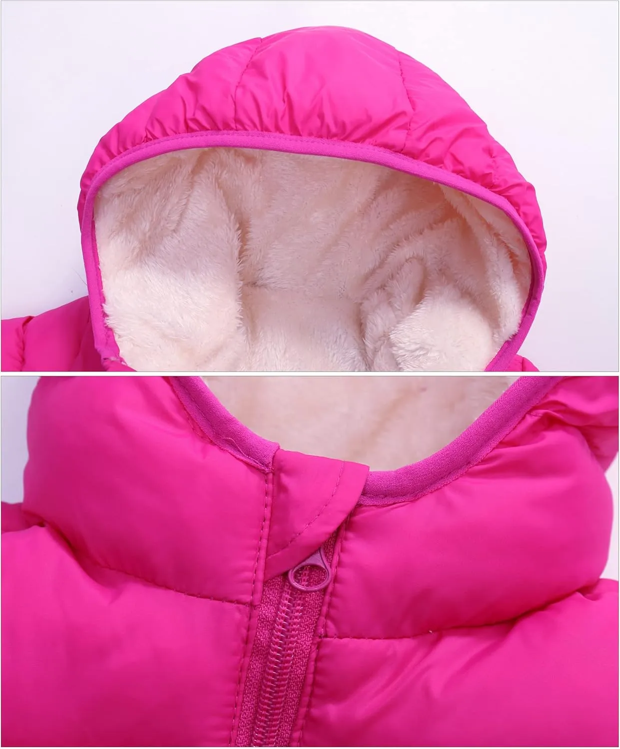 Happy Cherry Boys Girls Winter Thick Jacket Warm Fleece Fur Lining Zipper Hooded Windproof Coat Outwear for 1-7 Years