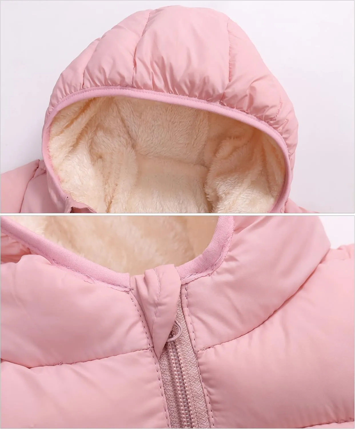 Happy Cherry Boys Girls Winter Thick Jacket Warm Fleece Fur Lining Zipper Hooded Windproof Coat Outwear for 1-7 Years