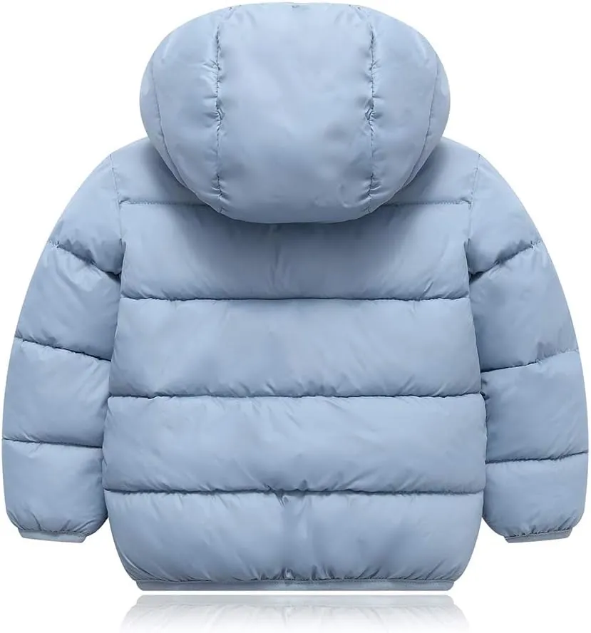 Happy Cherry Boys Girls Winter Thick Jacket Warm Fleece Fur Lining Zipper Hooded Windproof Coat Outwear for 1-7 Years