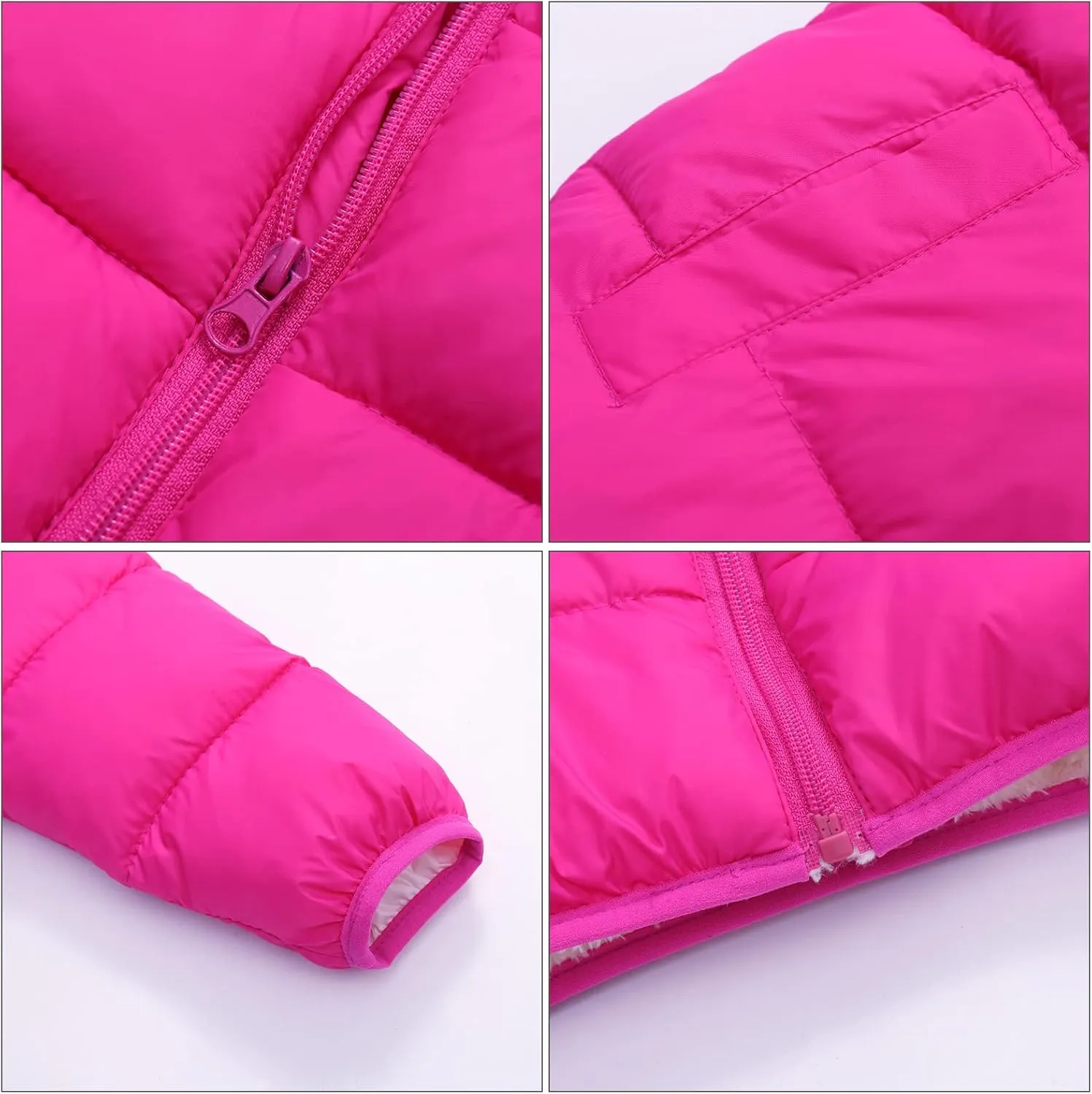 Happy Cherry Boys Girls Winter Thick Jacket Warm Fleece Fur Lining Zipper Hooded Windproof Coat Outwear for 1-7 Years