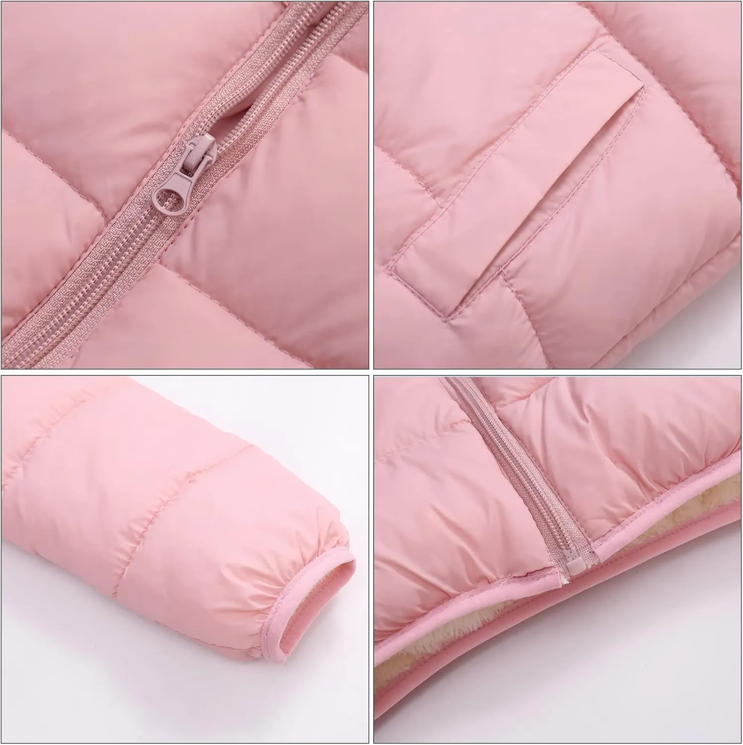 Happy Cherry Boys Girls Winter Thick Jacket Warm Fleece Fur Lining Zipper Hooded Windproof Coat Outwear for 1-7 Years