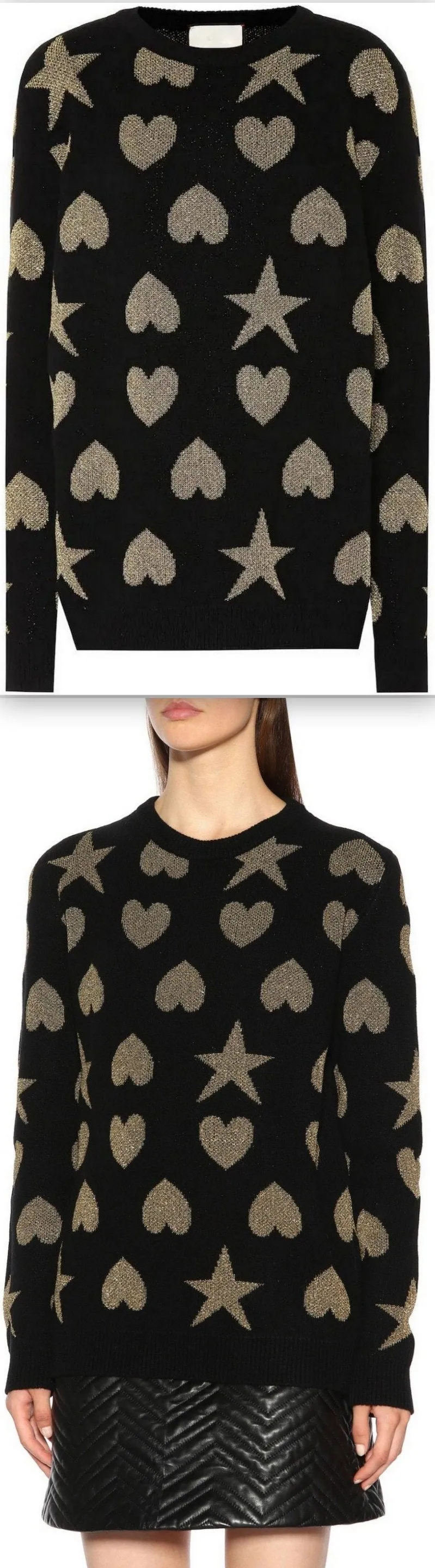 Hearts and Stars Wool Blend Sweater