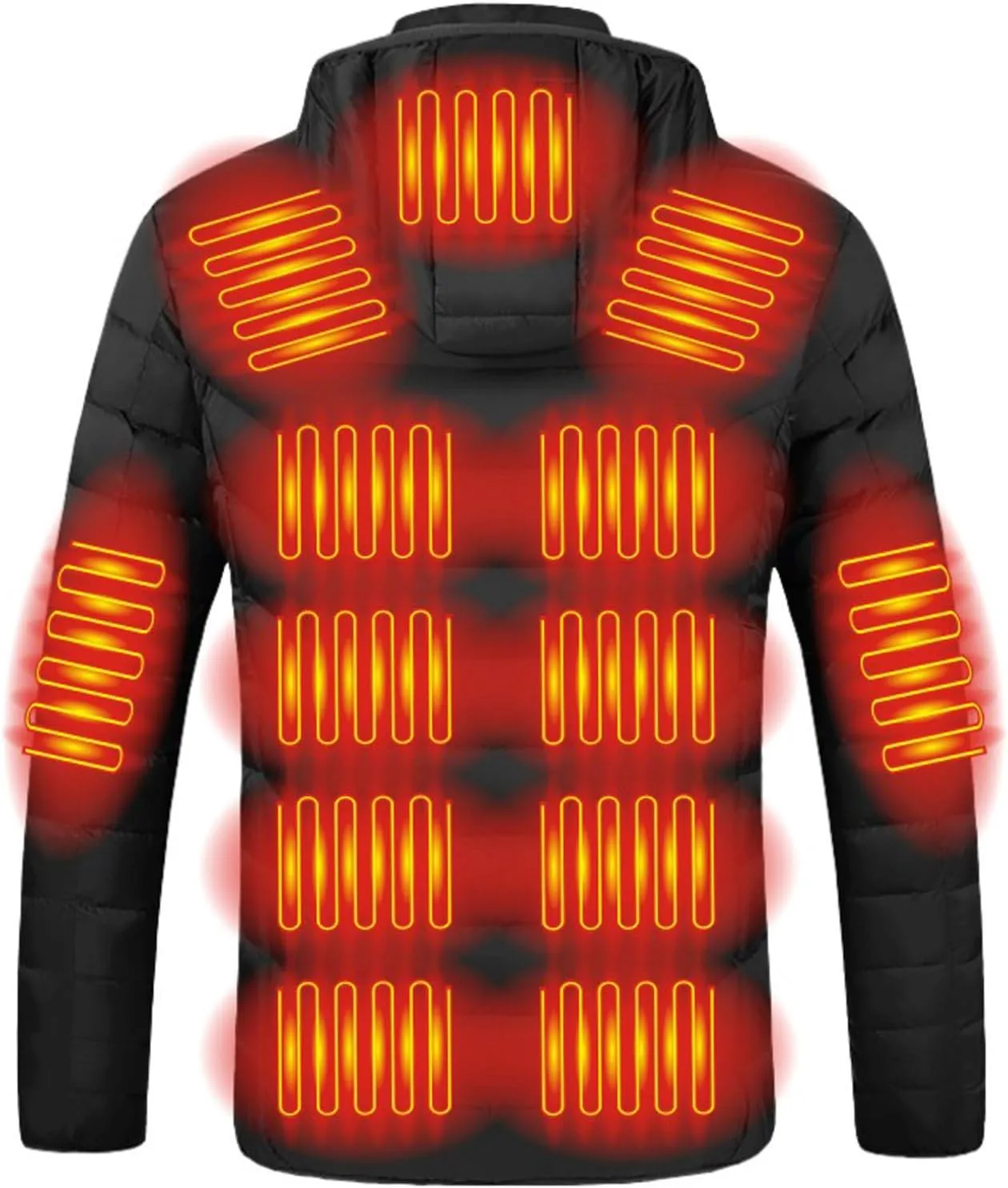 Heated Jacket for Men Women with Hood Winter Heated Hoodie Windproof Coat USB Charging Body Warmer 19 Zones Unisex