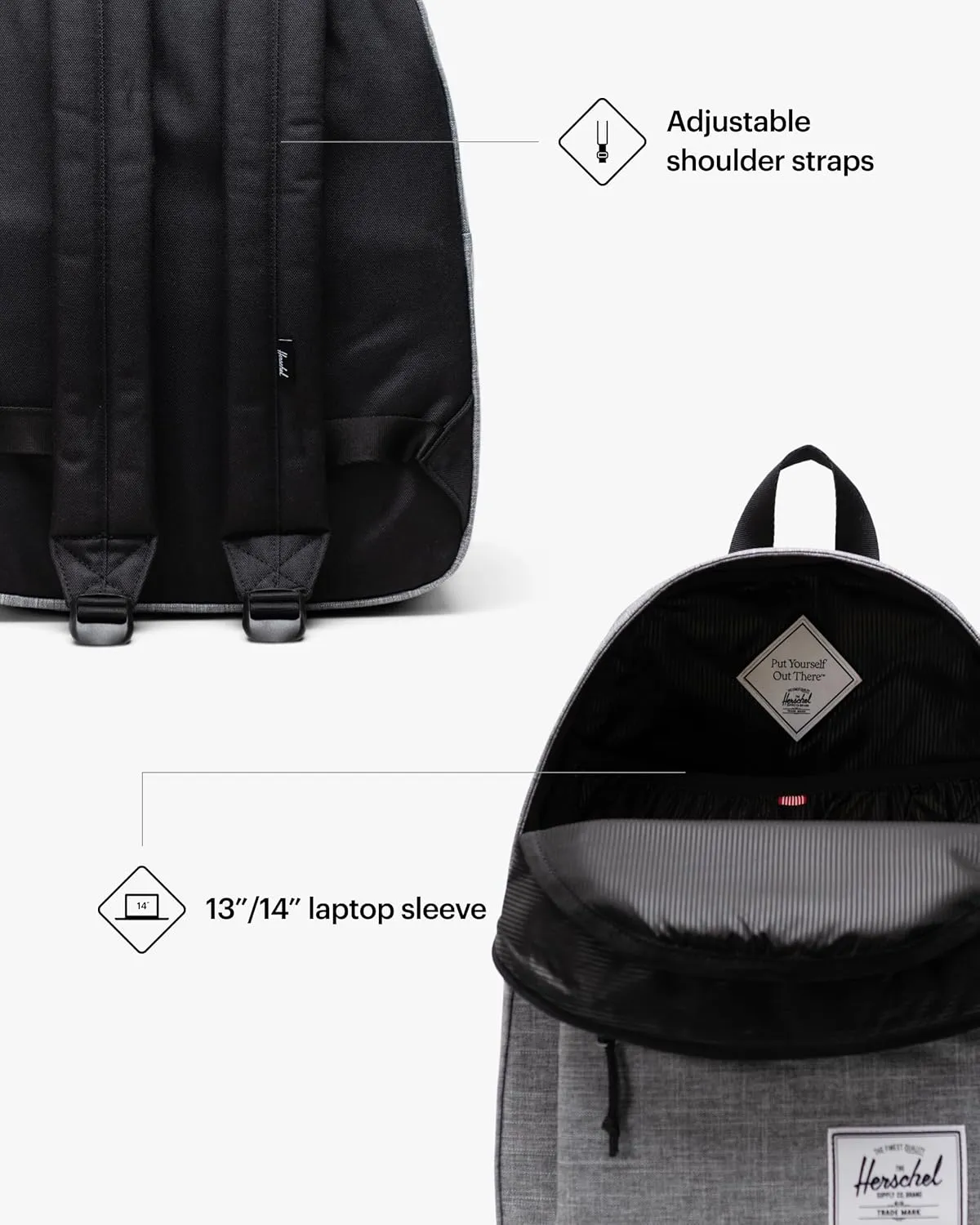 Herschel Supply Co. Classic Backpack, Raven Crosshatch, One Size