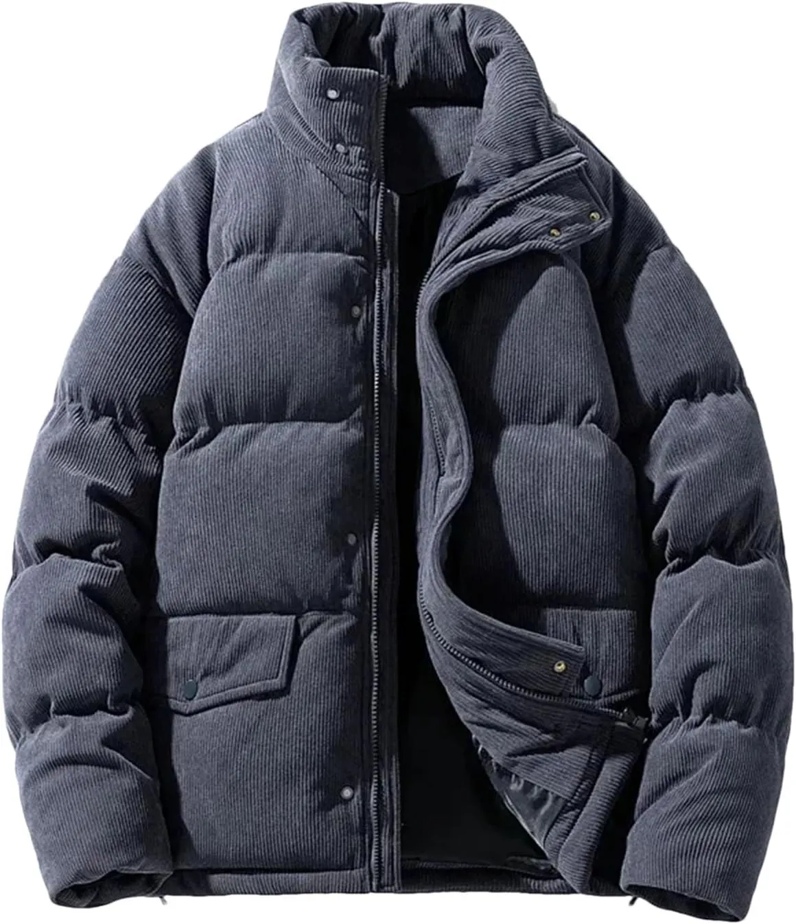 Hgvcfcv Men's Corduroy Cotton-Padded Loose Casual Thick Warm Coat Cargo Jacket