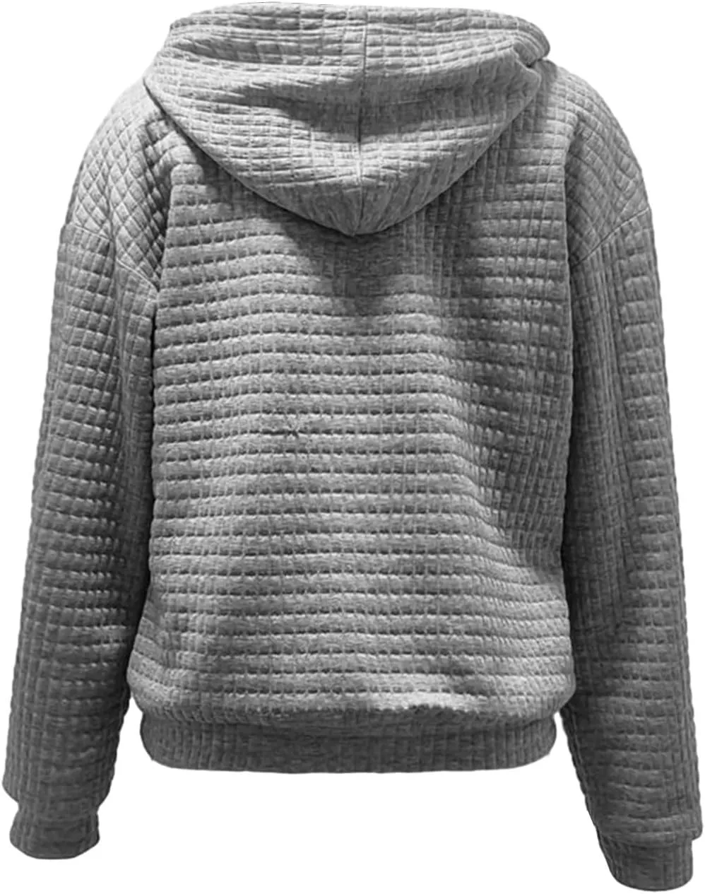 Honganda Women's Casual Oversized Hoodies Long Sleeve Plaid Jacquard Hooded Sweatshirt Pullover Tops with Kangaroo Pocket