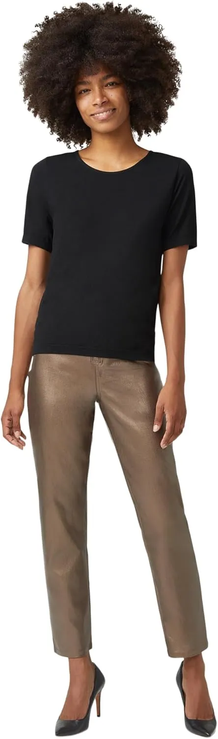 HUE Women's Coated Cigarette Pull on Pant