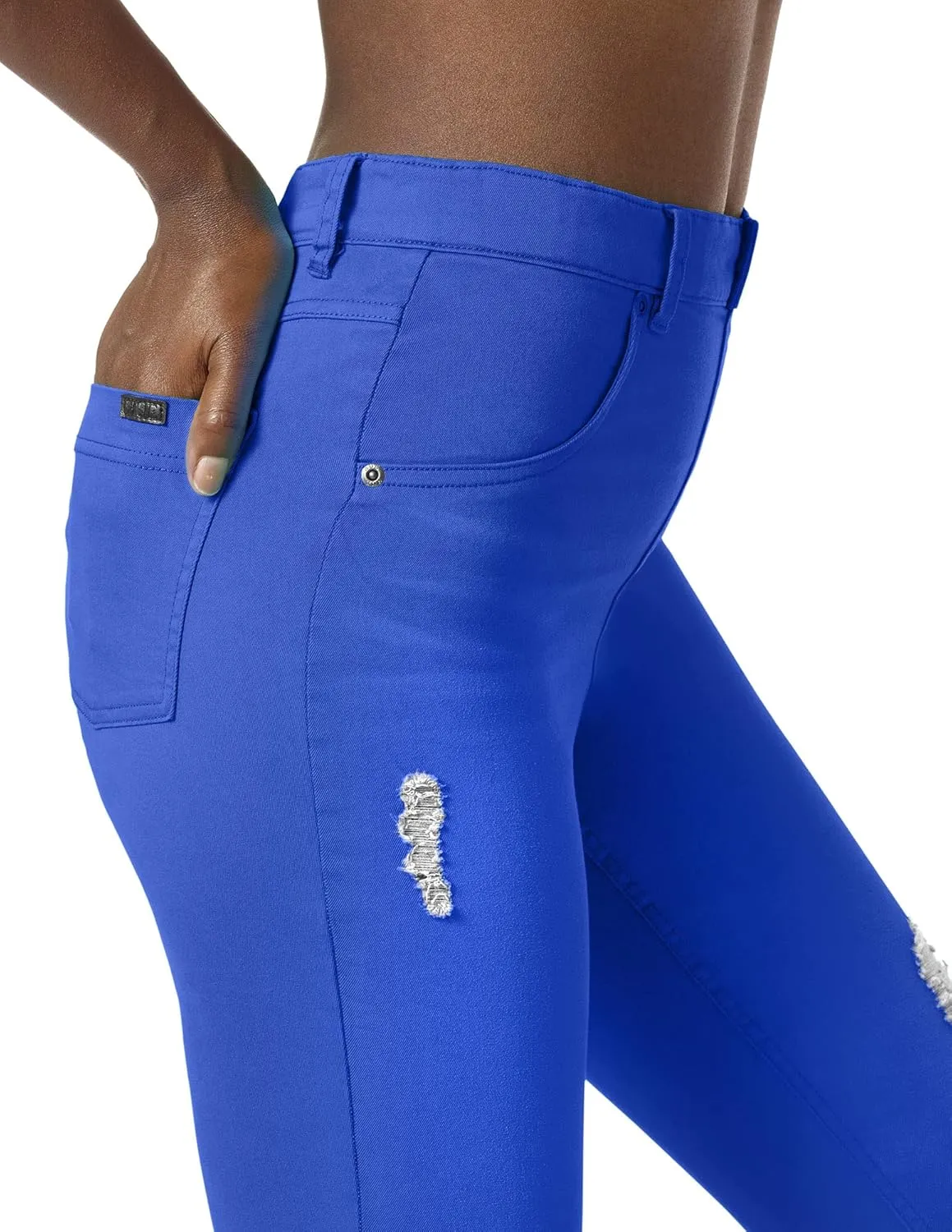 HUE Women's Ripped Denim High Rise Skimmer Legging
