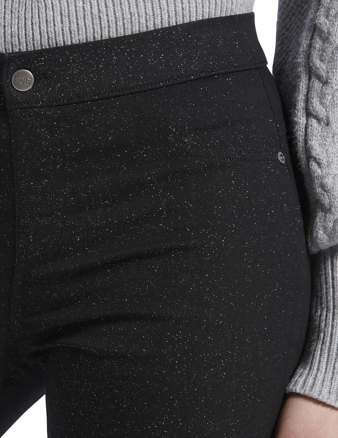 HUE Women's Sparkle Tux Denim Leggings
