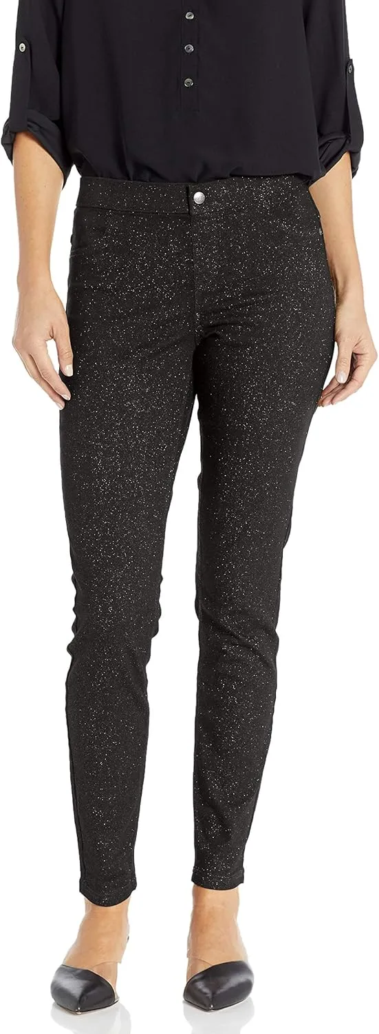 HUE Women's Sparkle Tux Denim Leggings