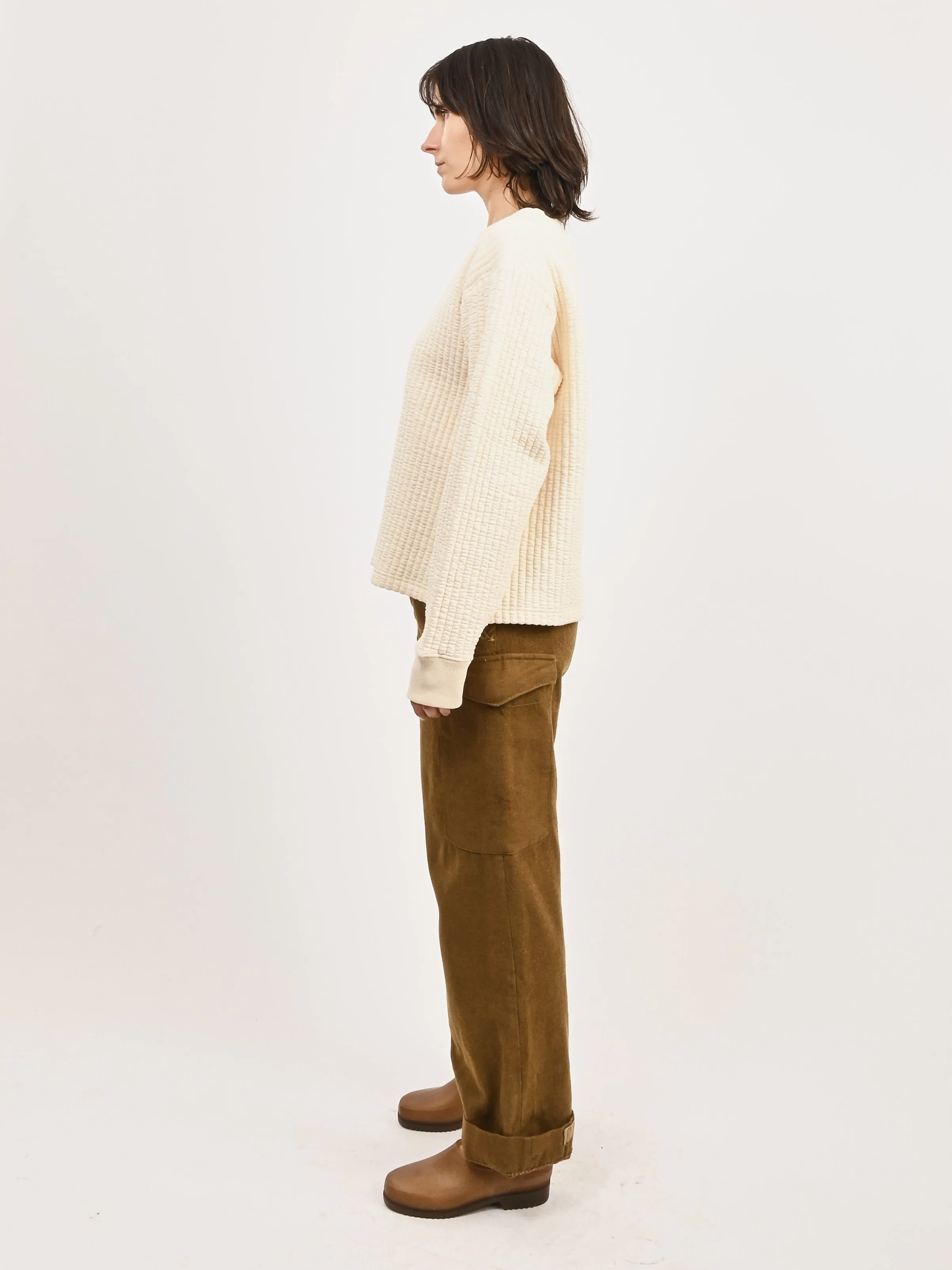 Ivory Quilted Crewneck Top