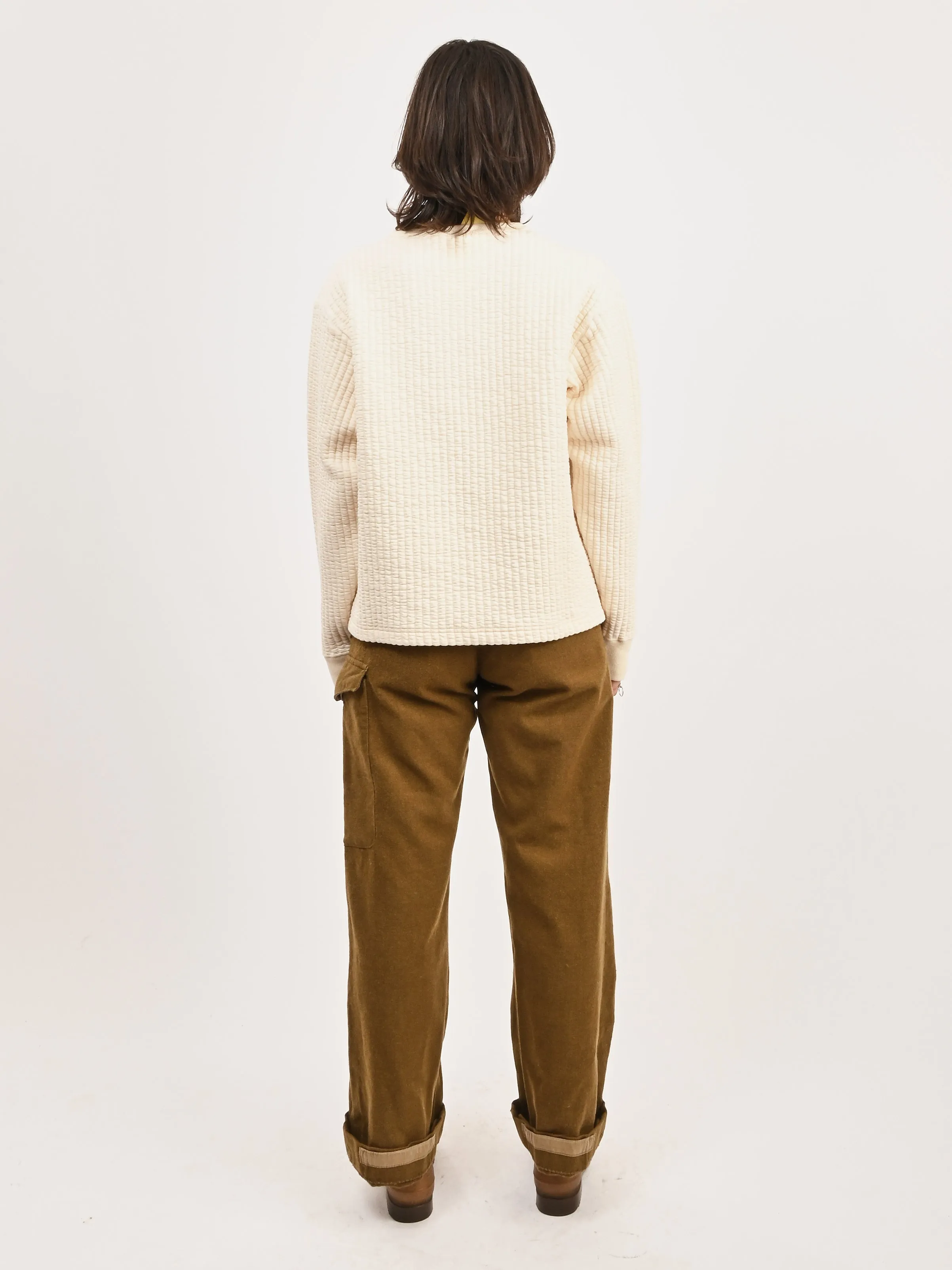 Ivory Quilted Crewneck Top