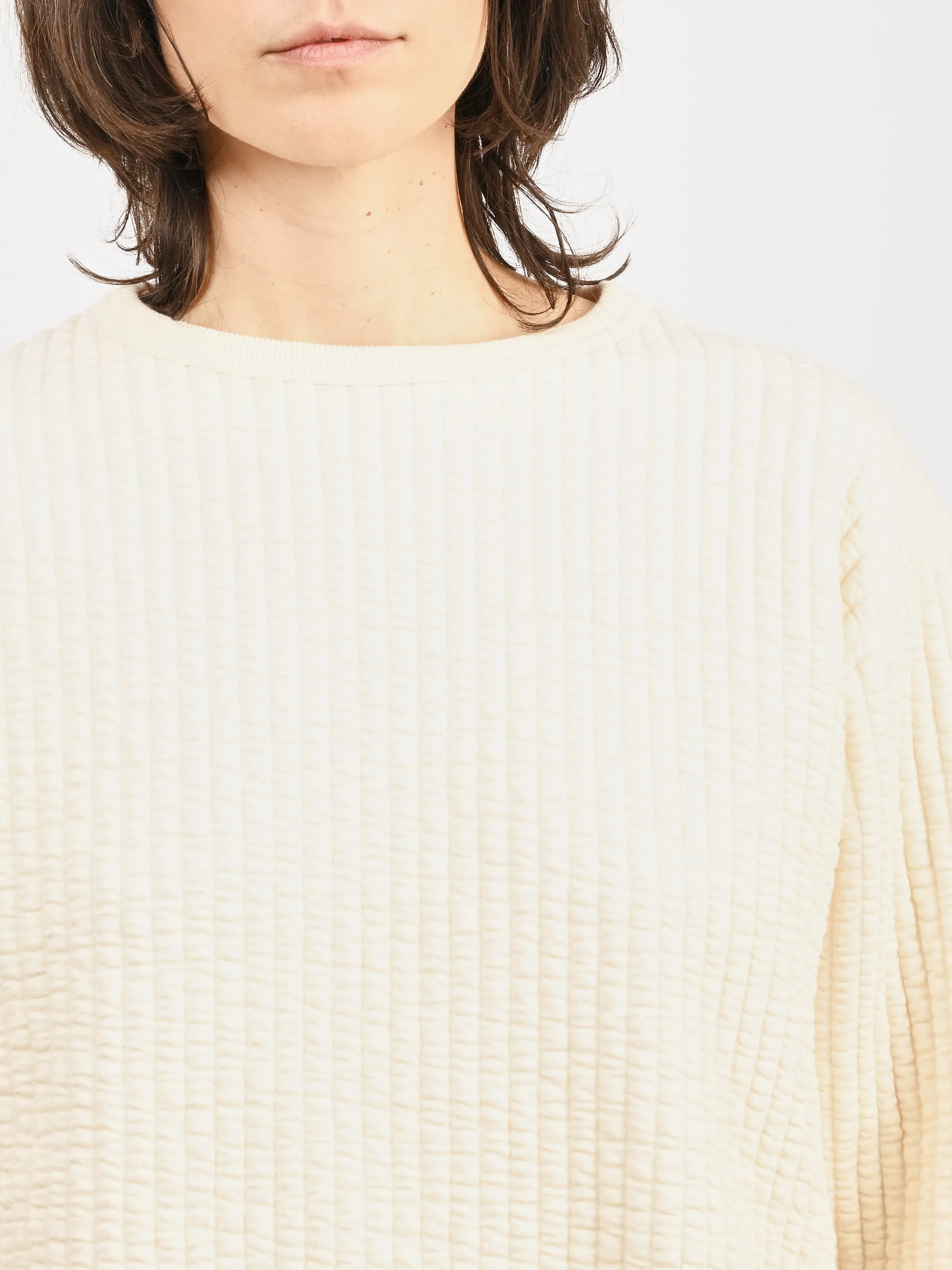 Ivory Quilted Crewneck Top